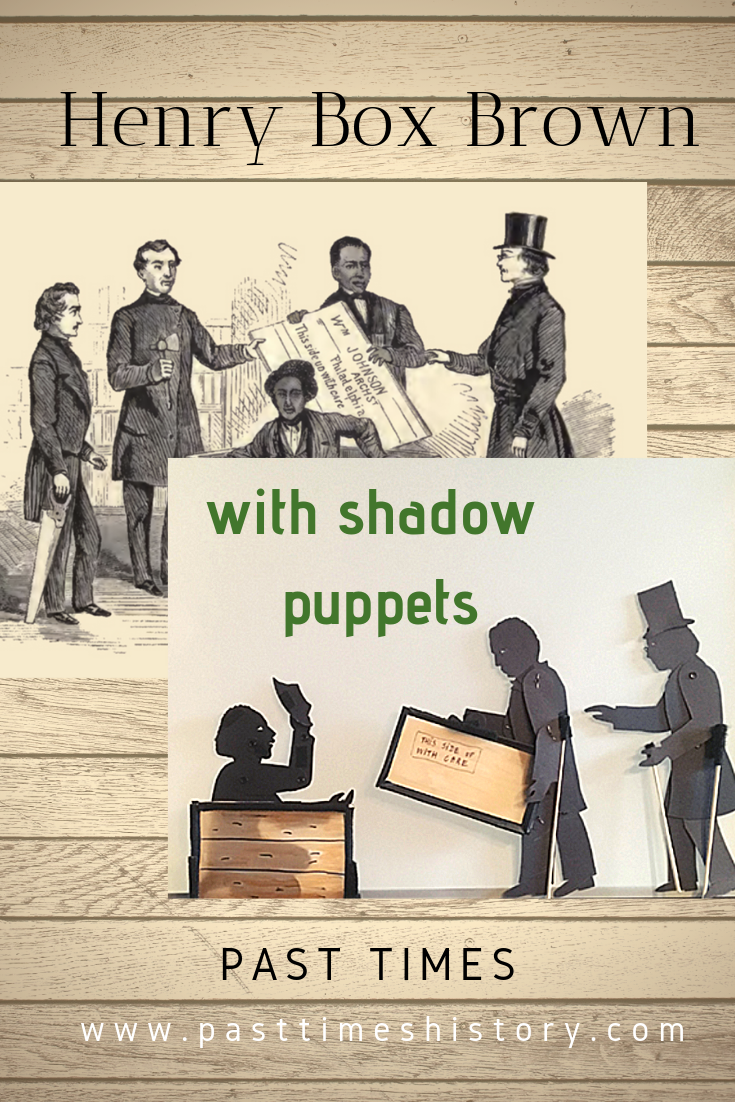 Acting out the story of Henry "Box" Brown with shadow puppets