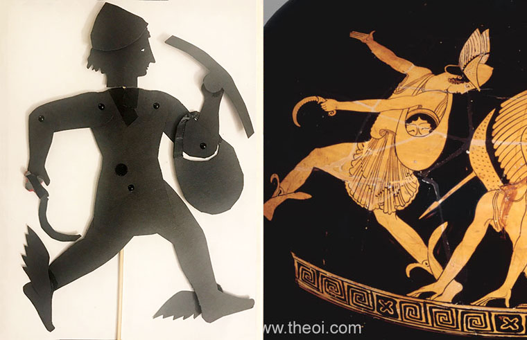 Perseus puppet and depiction on Greek vase