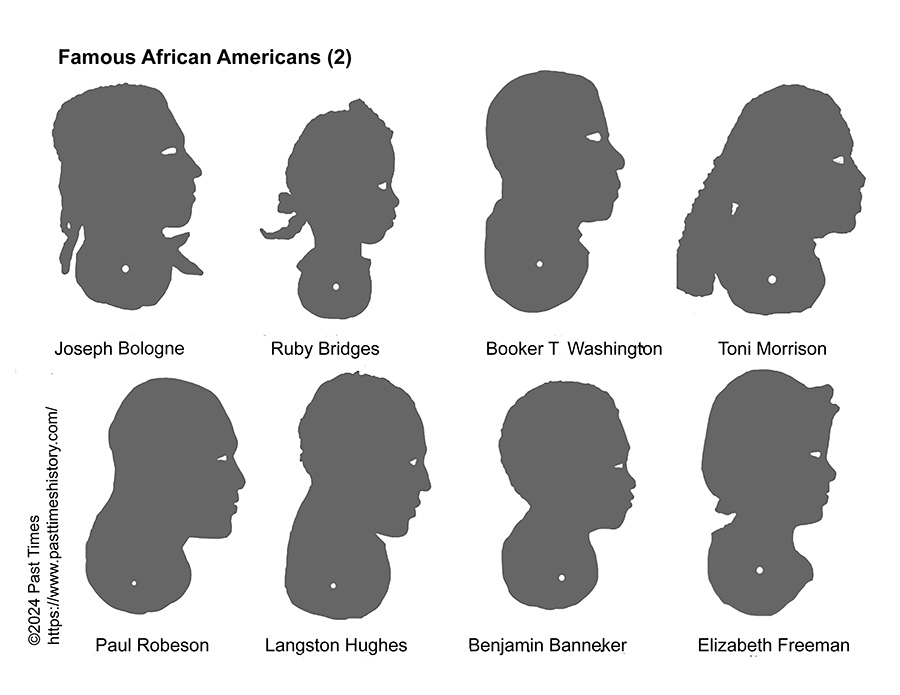 Joseph Bologne, Ruby Bridges, Booker T. Washington, Toni Morrison, Paul Robeson, Langston Hughes, Benjamin Banneker, Elizabeth Freeman